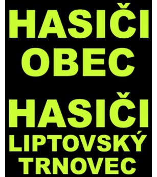 nápis FLUO HASIČI OBEC